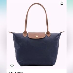 Longchamp Le Pliage Sac Shopping Small Shoulder Bag, Navy tote  nylon leather